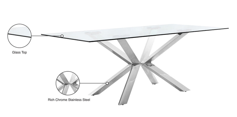 Juno - Glass Dining Table - Silver