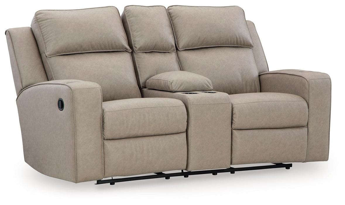Lavenhorne - Dbl Reclining Loveseat W/Console - Faux Leather - Pebble