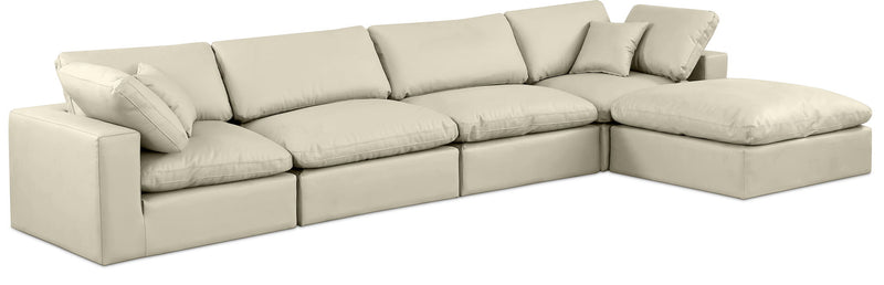 Comfy - 5 Piece Faux Leather Modular Sectional With Chaise