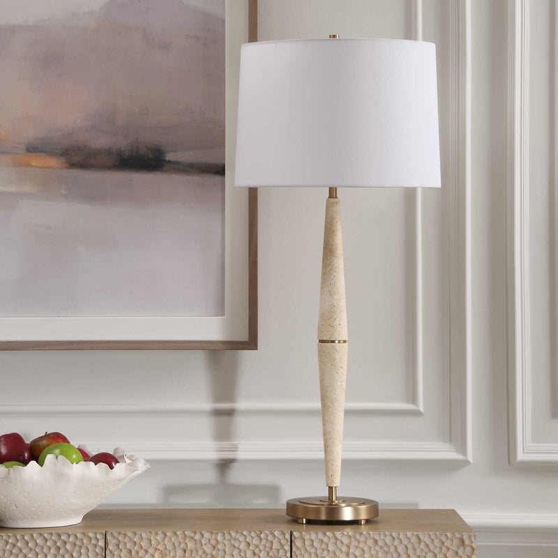 Palu - Travertine Table Lamp - Beige