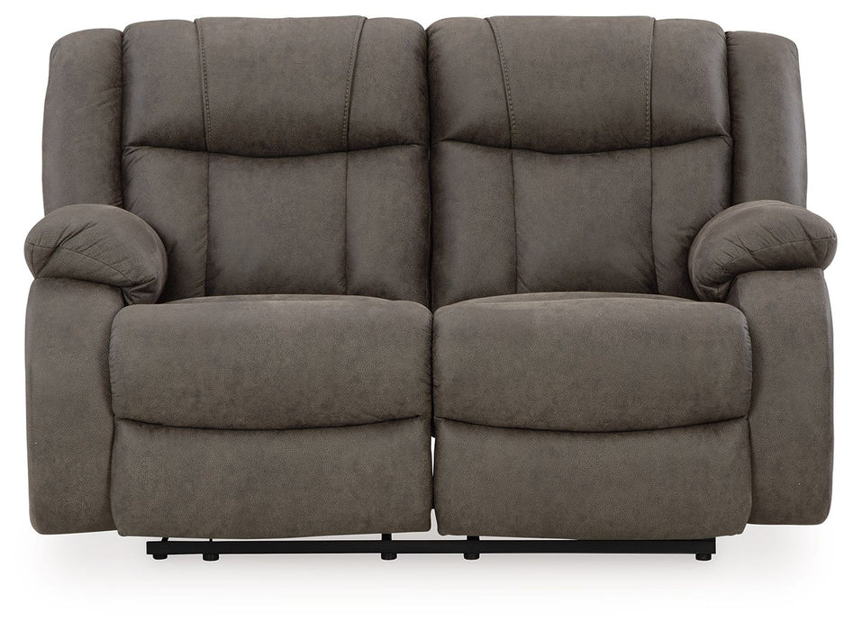 First Base - Reclining Loveseat - Faux Leather - Gunmetal