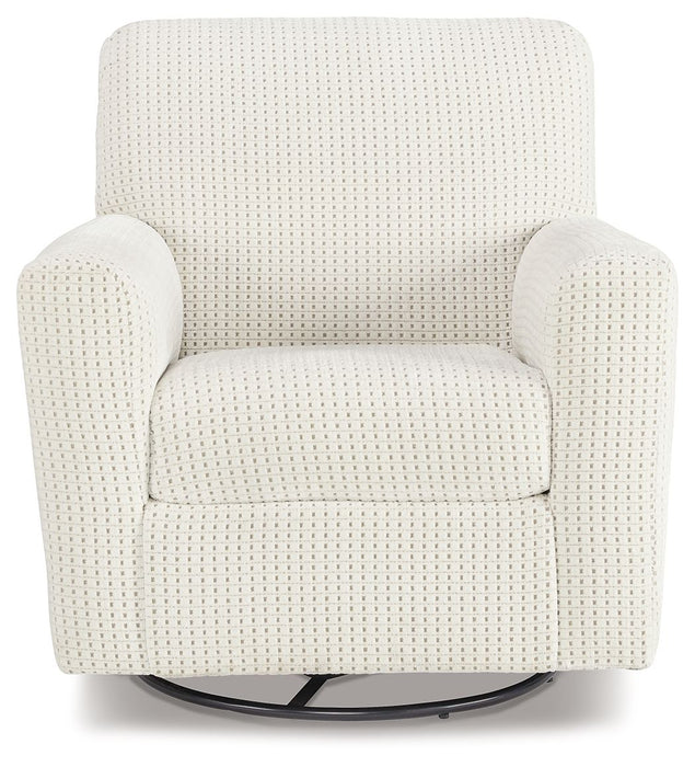 Herstow - Swivel Glider Accent Chair - Fabric - Ivory