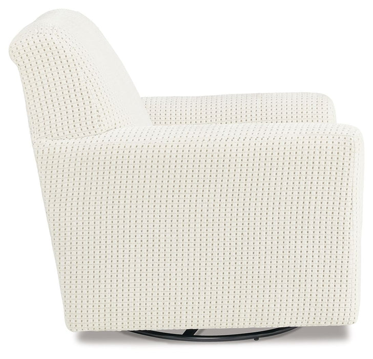 Herstow - Swivel Glider Accent Chair - Fabric - Ivory
