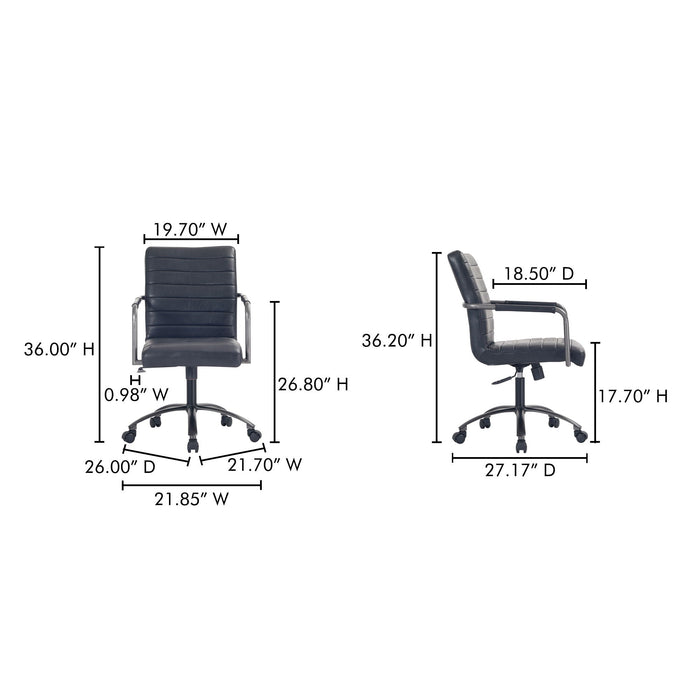 Roy - Leather Office Chair - Black