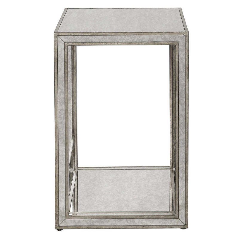 Julie - Mirrored End Table - Silver