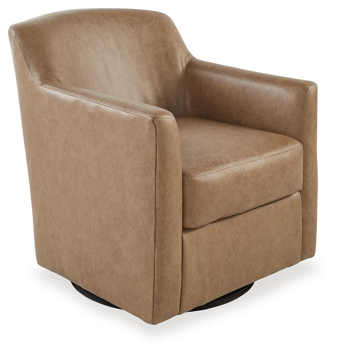 Bradney - Swivel Accent Chair - Leather Match - Tumbleweed