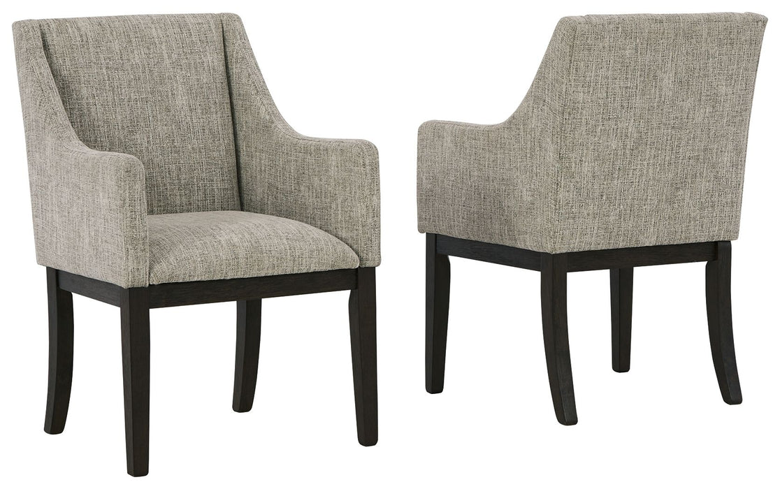Burkhaus - Dining UPH Arm Chair (Set of 2) - Beige / Dark Brown