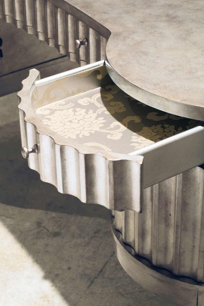 Melange - Fluted Kidney Desk - Silver