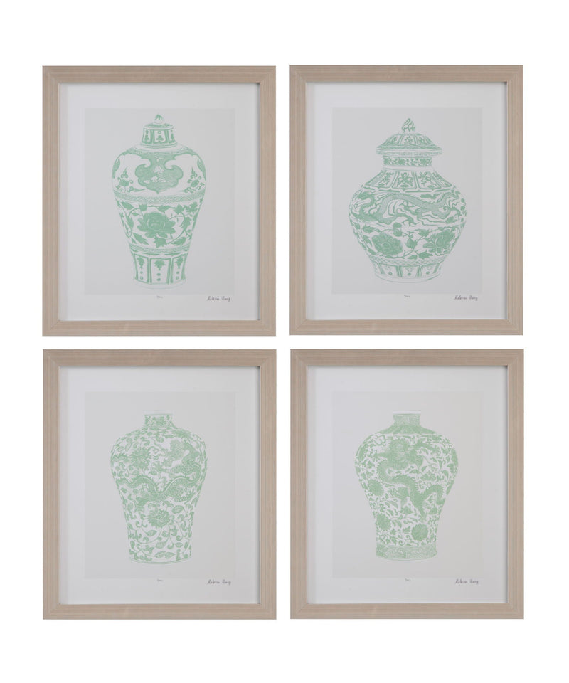 Mint Vases IV Framed Print - Green / Beige