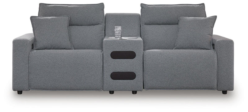 Modmax II - 3-Piece Power Reclining Sectional With Audio Console - Salt And Pepper - Next-Gen Nuvella