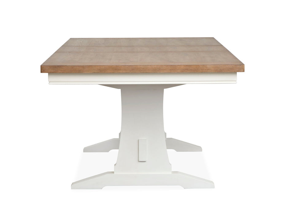 Kingston - Extendable Trestle Dining Table - Whisper White And Cerused Nutmeg