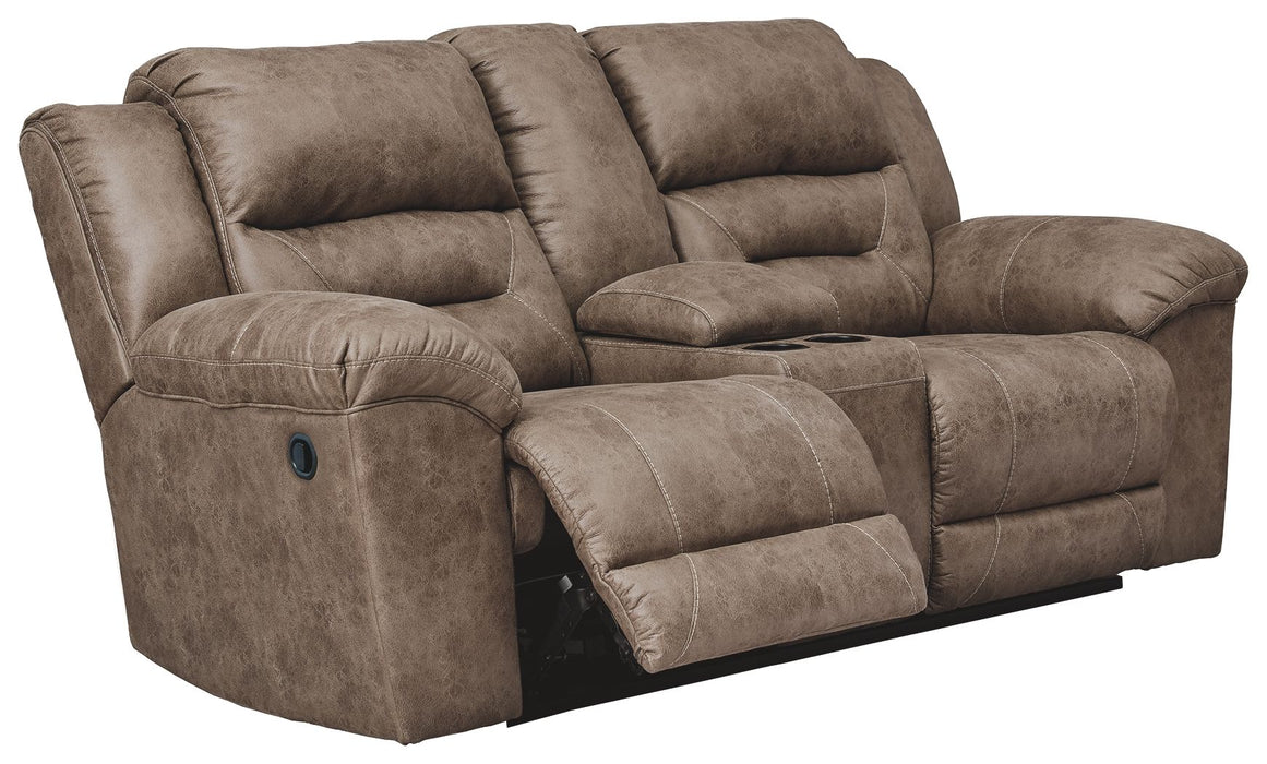 Stoneland - Dbl Reclining Loveseat W/Console - Faux Leather - Fossil