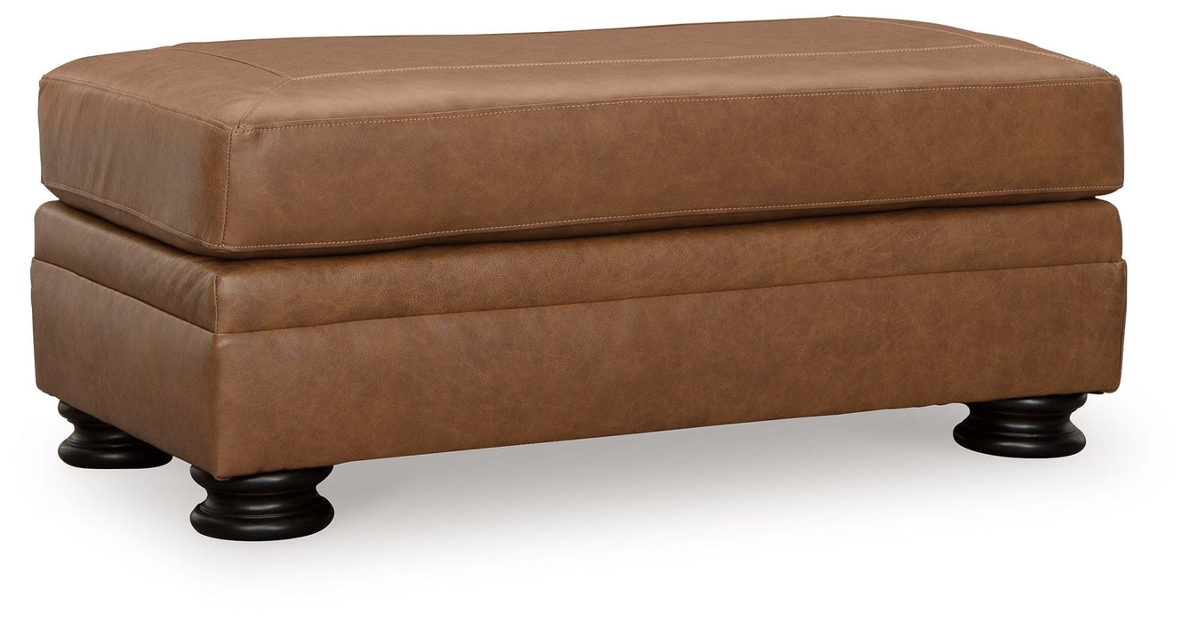 Carianna Leather Ottoman - Caramel