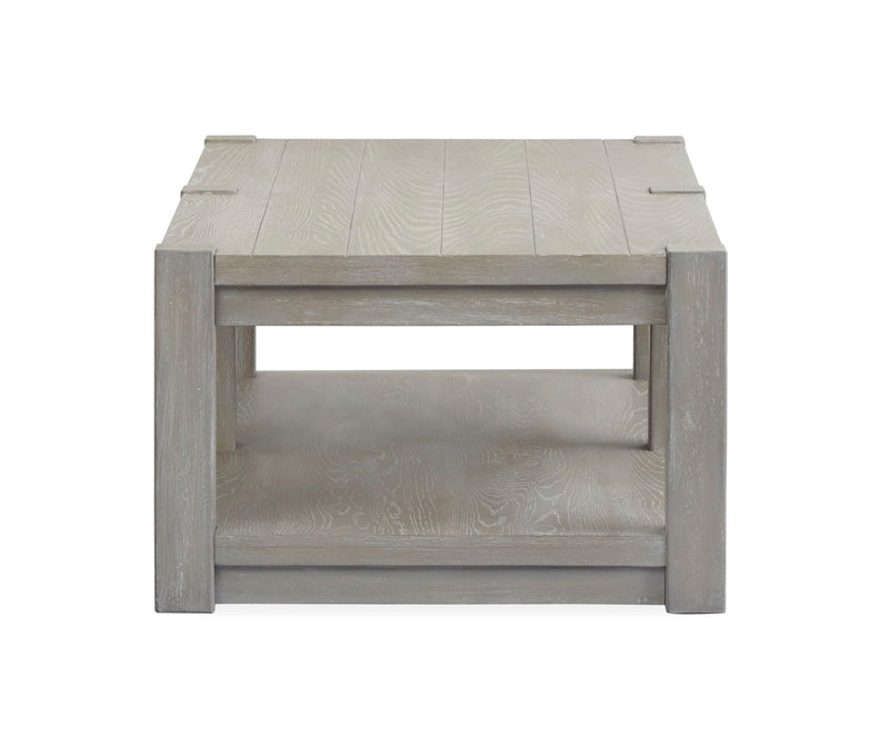 Burgess - Rectangular Shelf Cocktail Table With Casters - Calico Gray