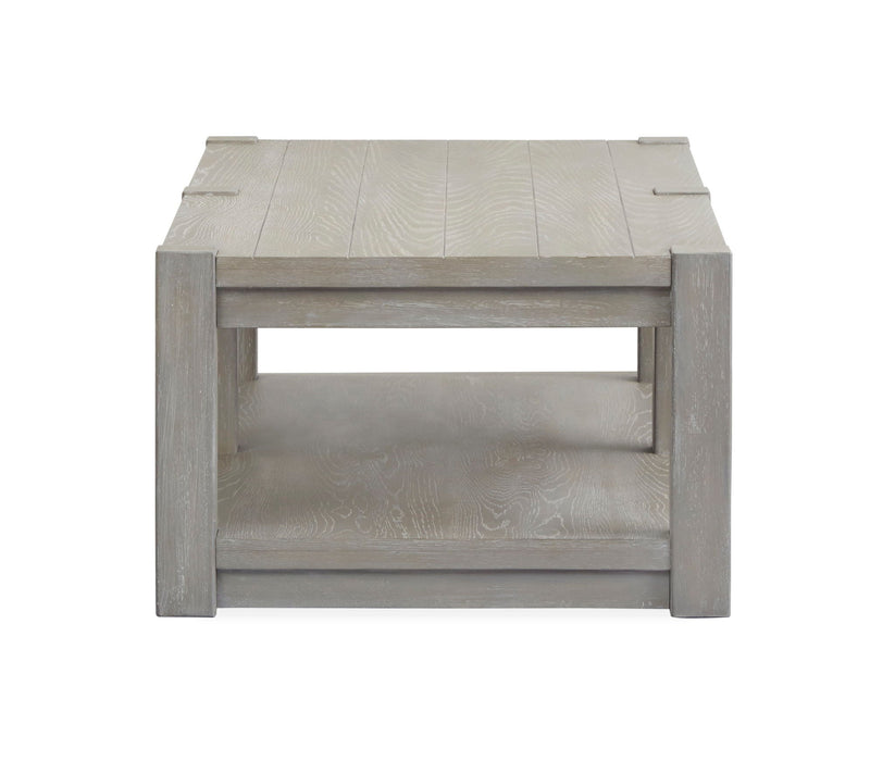 Burgess - Rectangular Shelf Cocktail Table With Casters - Calico Gray