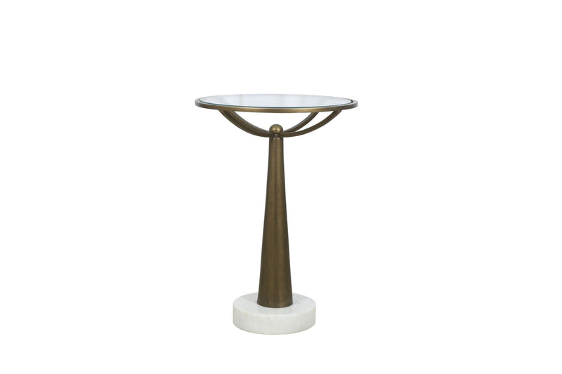 Delgado - Accent Table - Antique Brass / White Marble