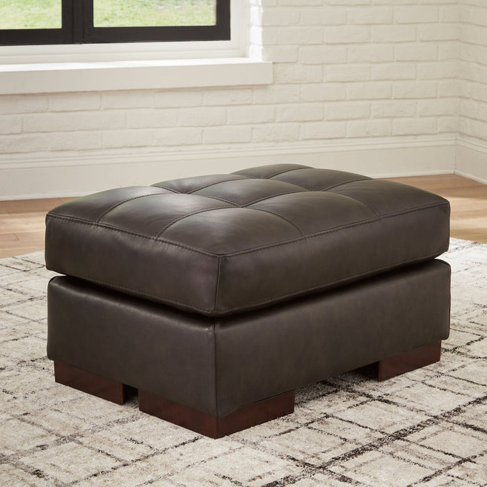 Luigi - Ottoman - Leather Match - Thunder