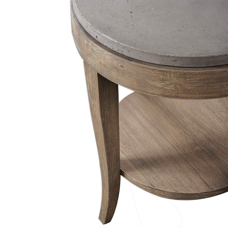 Deka - Round Side Table - Gray & Light Brown