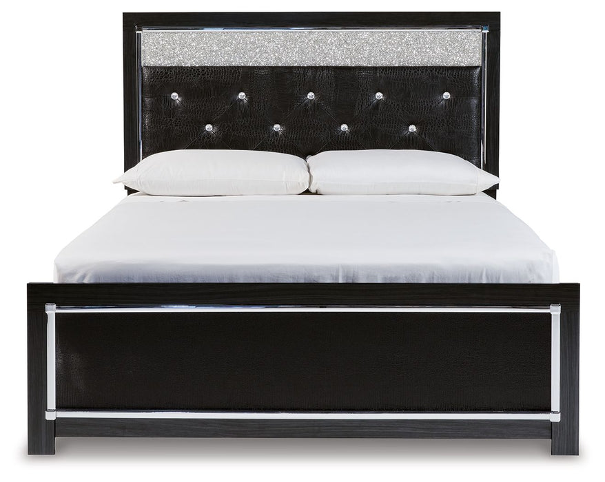 Kaydell Black Upholstered Glitter Panel Bed