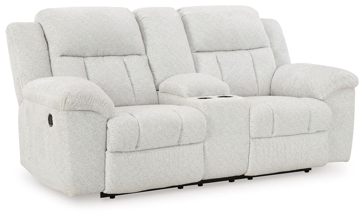 Frohn - Dbl Reclining Loveseat With Console - Fabric - Snow