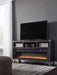 Todoe - 2 Pc. - 65" TV Stand With Wide Fireplace Insert - Gray
