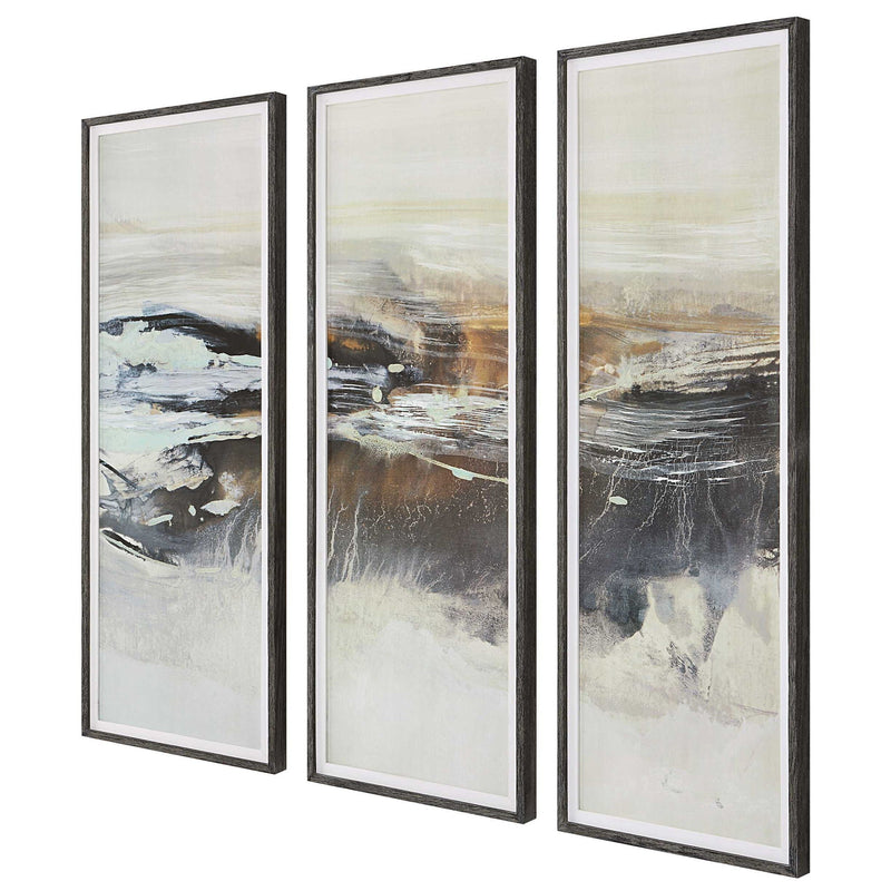 Graphite - Horizon Framed Prints (Set of 3) - Light Gray