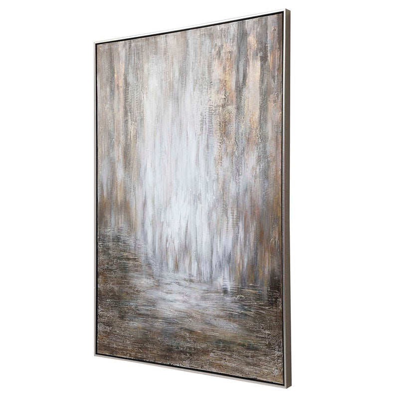Desert Rain - Hand Painted Abstract Art - Gray