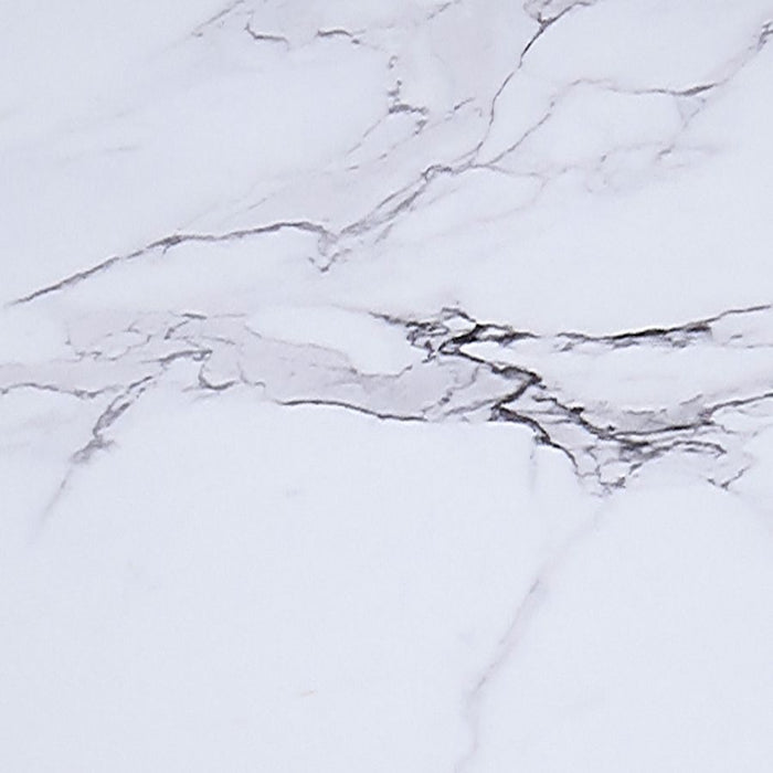 Zilo 48" Round Dining Table in White Faux Marble and Black