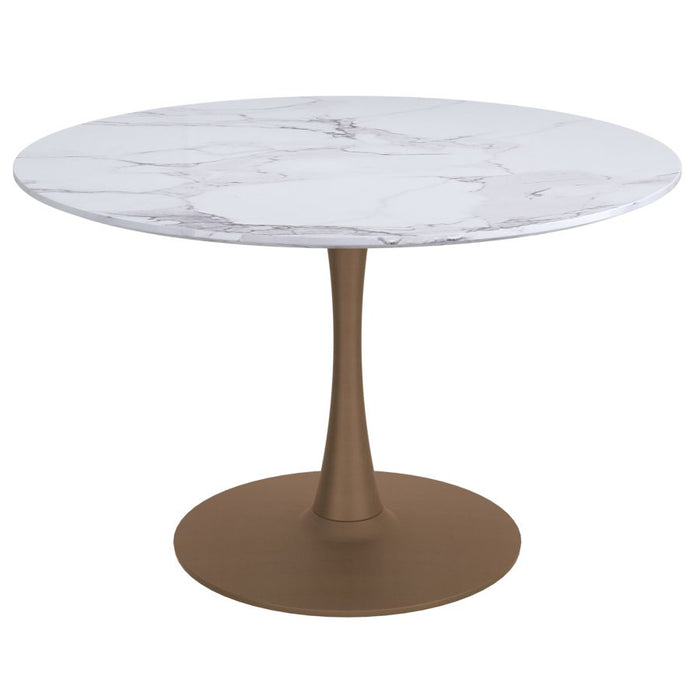 Zilo/Antoine Small 5pc Dining Set in Aged Gold with Light Grey Chair