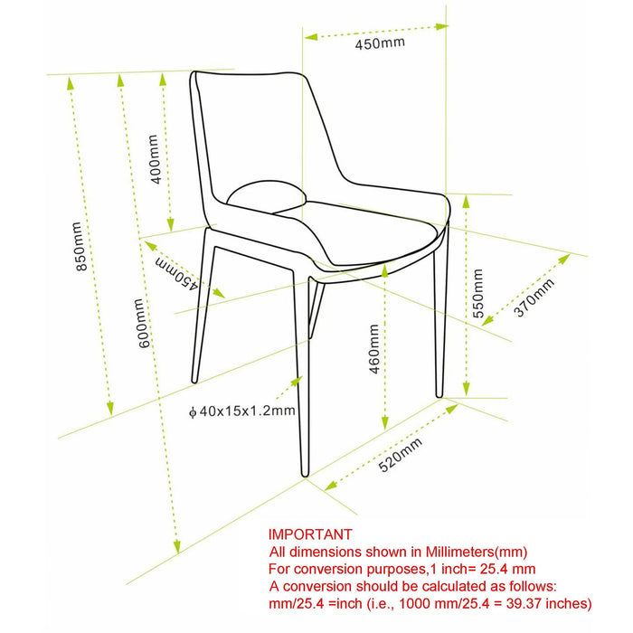 Icona Dining Chair Set of 6 in Black Black