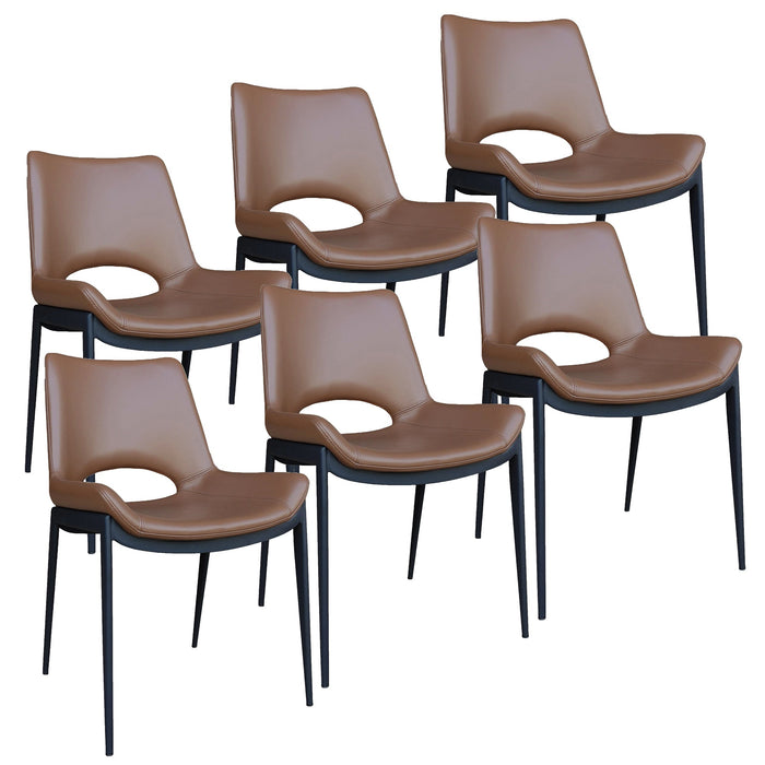 Icona Dining Chair Set of 6 in Saddle Black