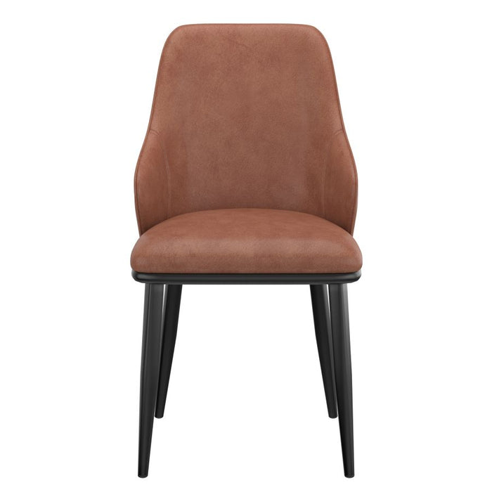 Kash Dining Chair, Faux Leather, set of 2, in Saddle and Black