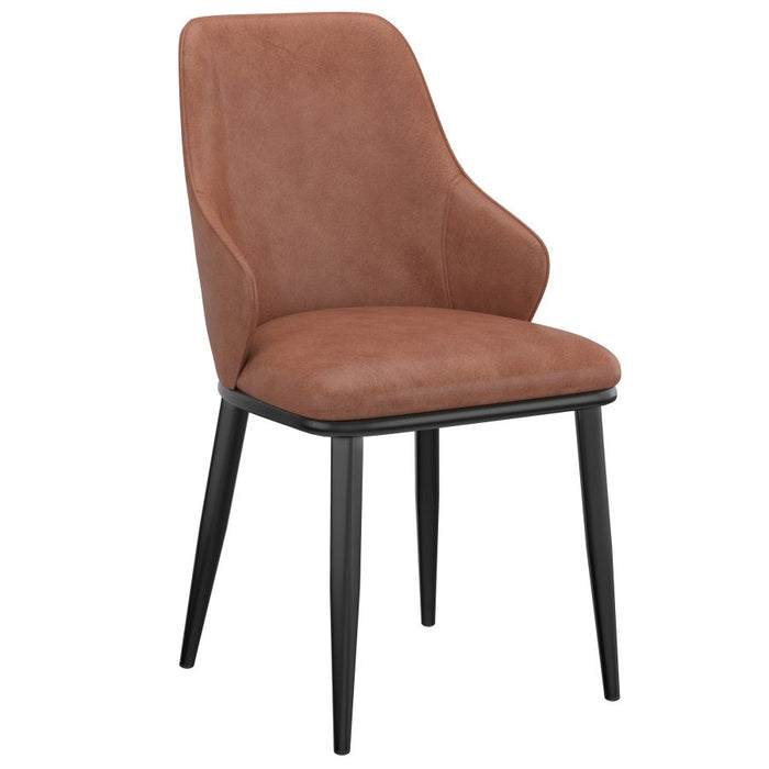 Kash Dining Chair, Faux Leather, set of 2, in Saddle and Black