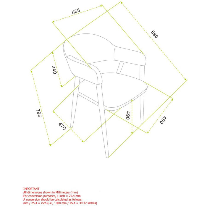 Archer Dining Chair, set of 2  in Beige Fabric and Black