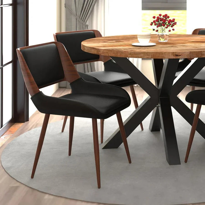 Hudson Side Chair in Black Faux Leather - Furniture Depot