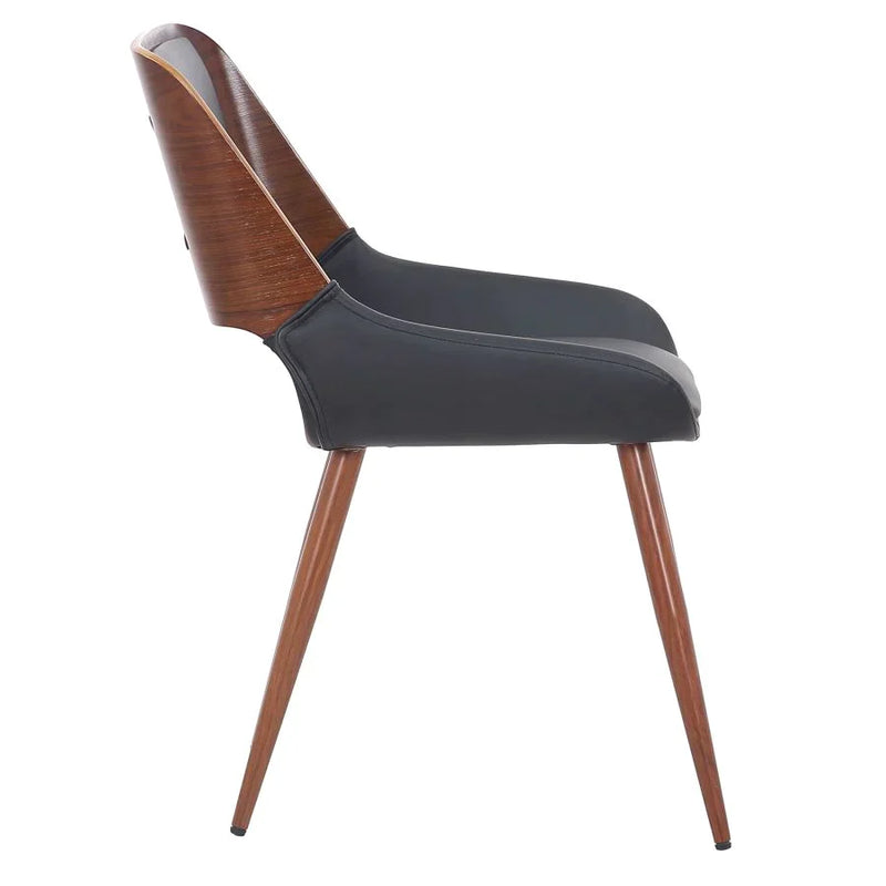 Hudson Side Chair in Black Faux Leather - Furniture Depot