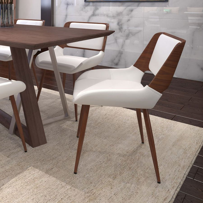 Hudson Side Chair in White Faux Leather - Furniture Depot