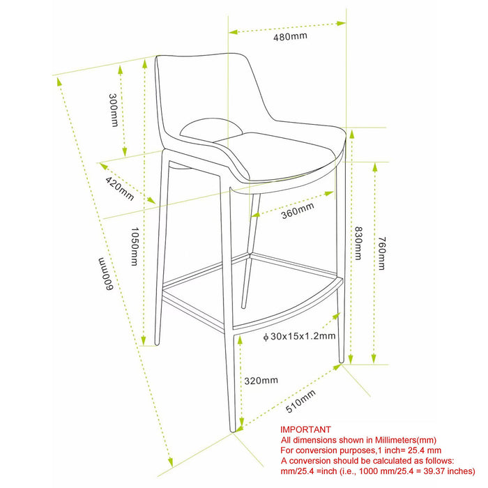 Icona 30" Bar Stool Black Black