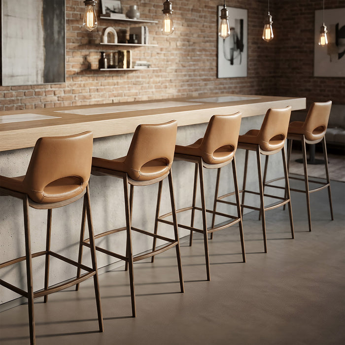 Icona 30" Bar Stool Saddle Walnut
