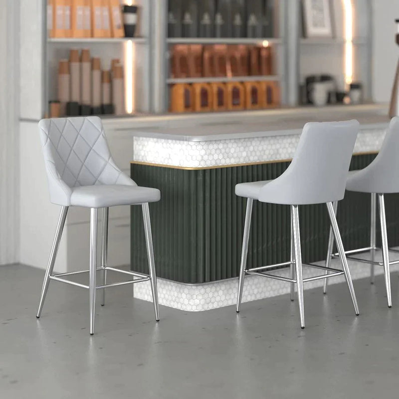 Devo 26" Counter Stool, Set of 2, in Light Grey - Furniture Depot