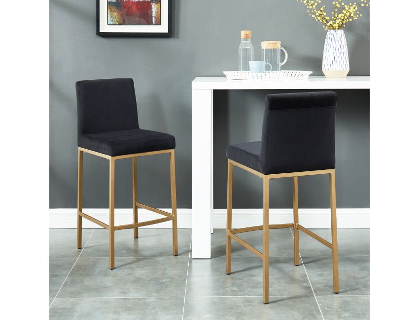Diego 26" Counter Stool Black/Aged Gold (Set of 2)
