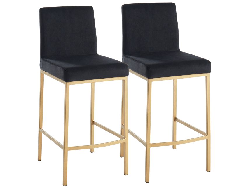 Diego 26" Counter Stool Black/Aged Gold (Set of 2)