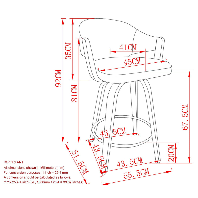 Freya 26'' Counter Stool Toffee Walnut (Set of 2)