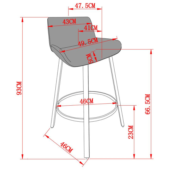 Fern 26" Counter Stool, set of 2, with Swivel in Grey Fabric and Black