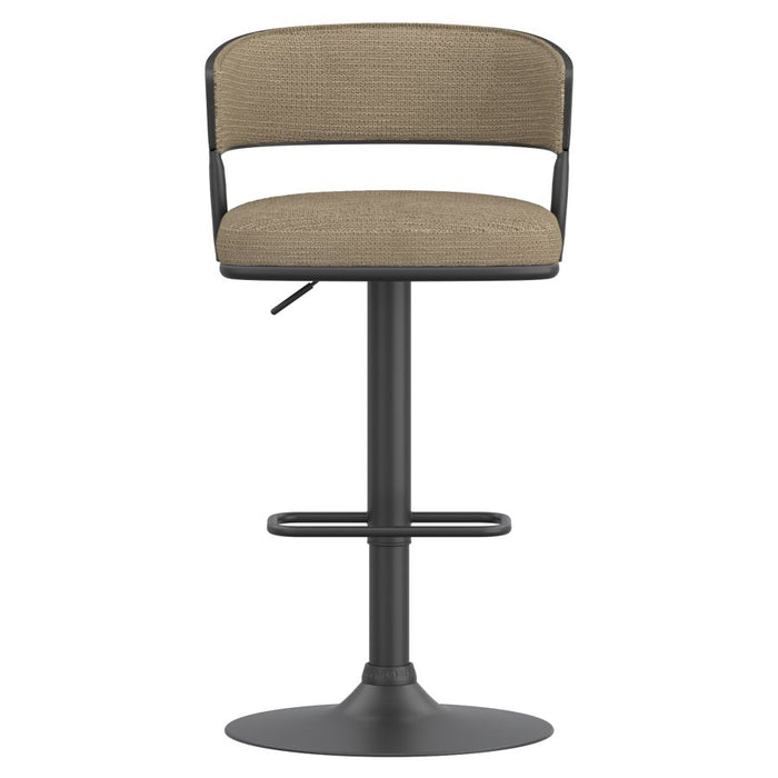 Kazan Adjustable Air-Lift Stool, Set of 2 in Dark Beige Performance Fabric & Black Metal