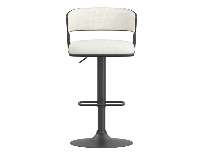 Kazan Adjustable Air-Lift Stool, Set of 2 in Ivory Black Metal