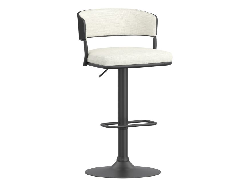 Kazan Adjustable Air-Lift Stool, Set of 2 in Ivory Black Metal