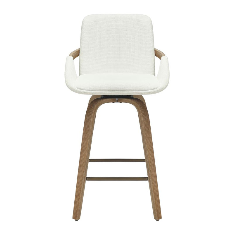 Parker 26" Counter Stool w/Swivel, Set of 2 in Ivory Performance Fabric & Whitewash