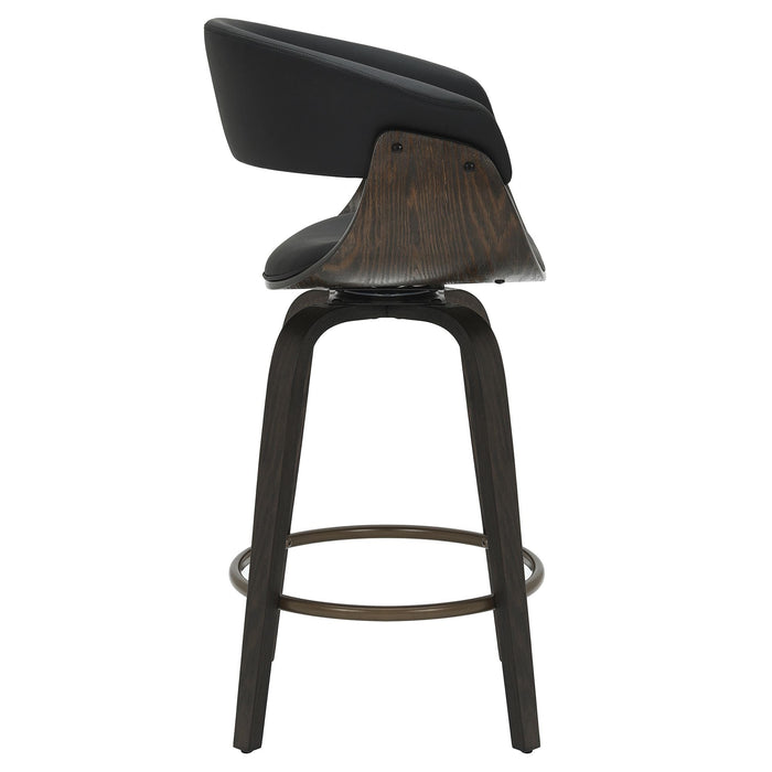 Holt 26" Counter Stool with Swivel, in Black and Walnut (set of 2)