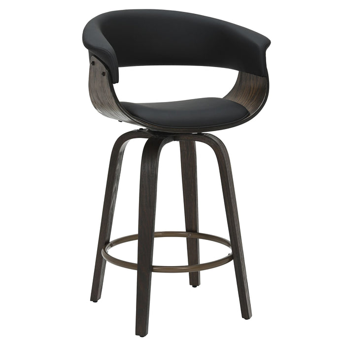 Holt 26" Counter Stool with Swivel, in Black and Walnut (set of 2)